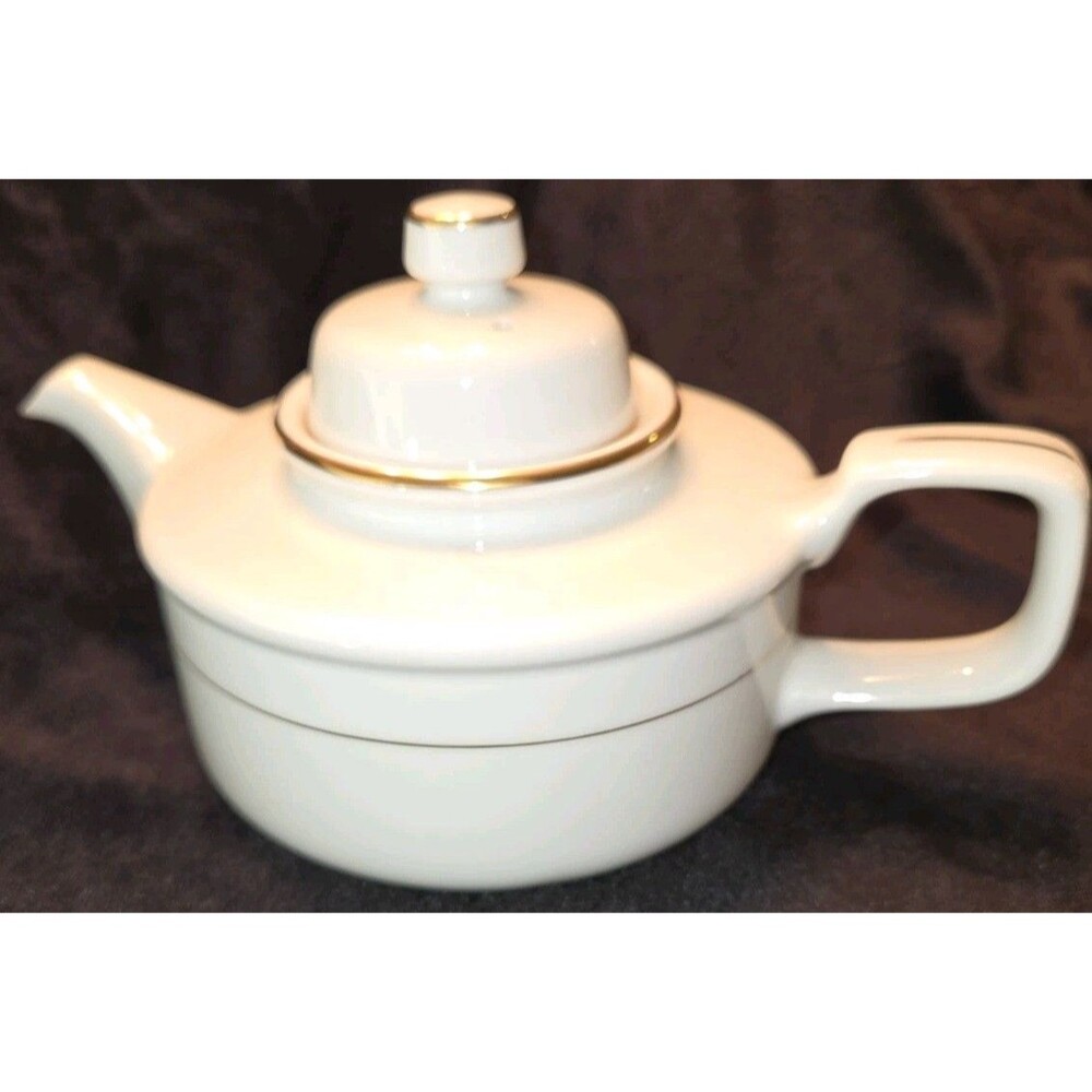 Vintage 1986 Shafford Golden Heirloom White Fine Porcelain 2-Cup tea pot